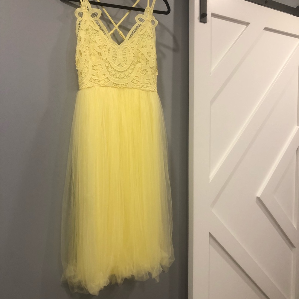 ASOS yellow ace top tulle cami midi dress